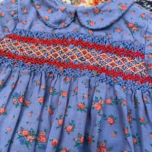 Nostalgic Smocked Dress in Chambray Vintage Rose